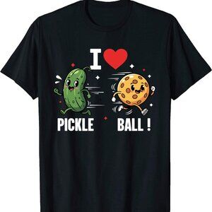 Women's I Love Pickleball Cartoon T-Shirt